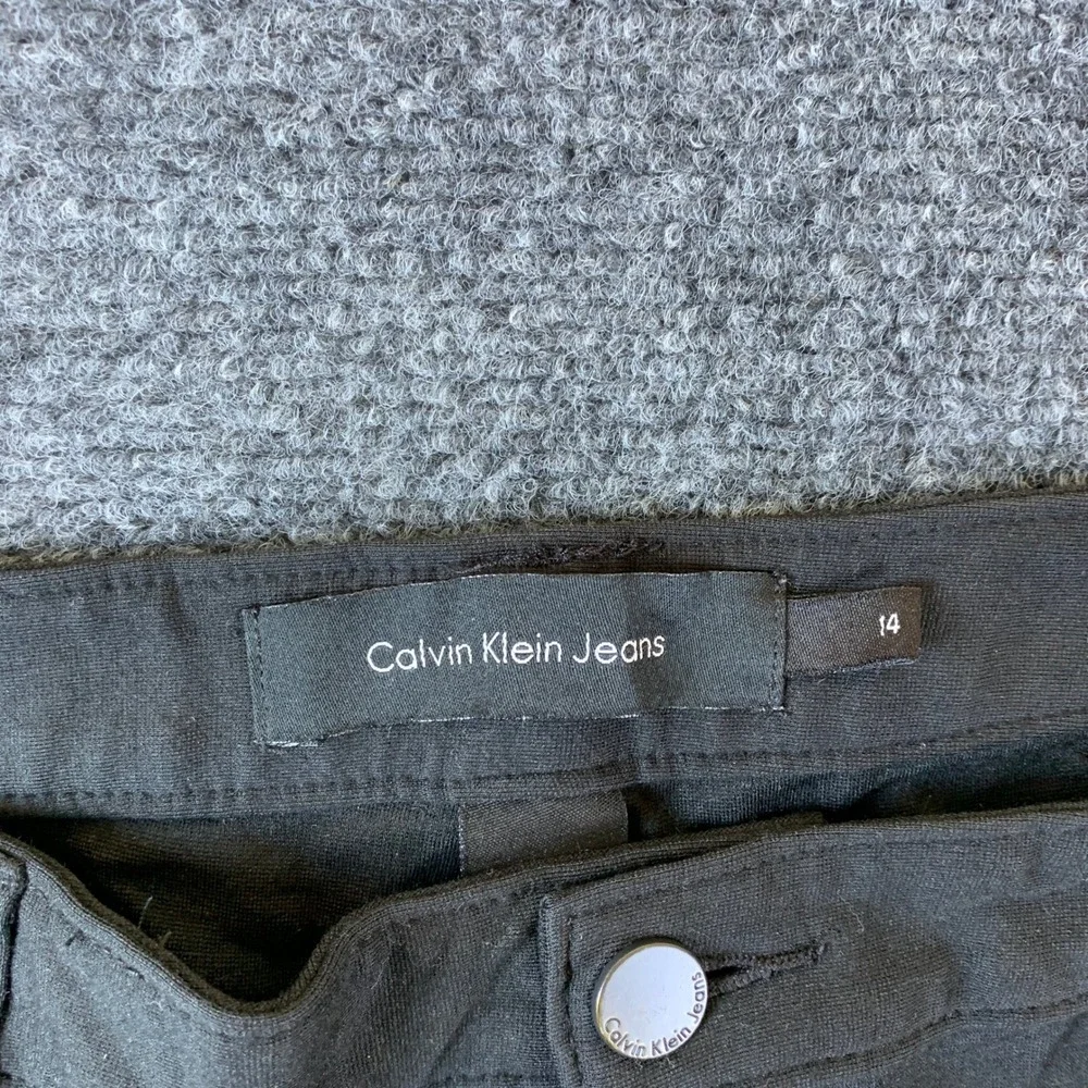 Calvin Klein Jeans Skinny Pants Mens 33 Black Faux Leather Pocket Detail